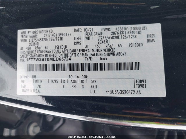 Ford F-250 Platinum 2021 1FT7W2BT0MED65724 Image 9