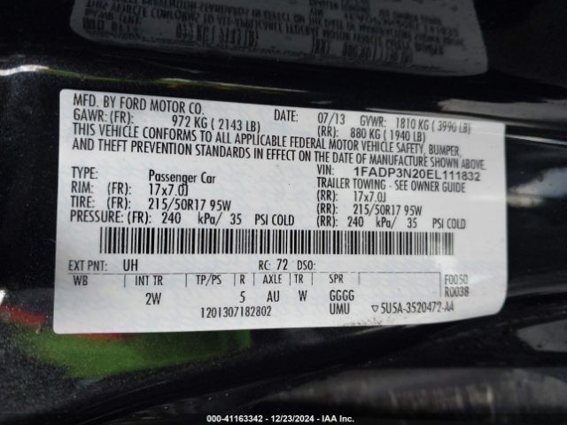 1FADP3N20EL111832 Ford Focus Titanium