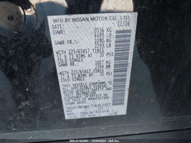 5N1AT2MT0HC768207 Nissan ROGUE SV