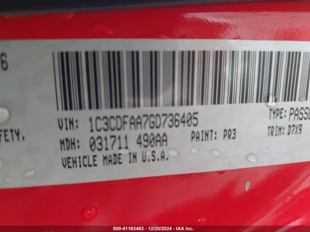 1C3CDFAA7GD736405 Dodge DART SE