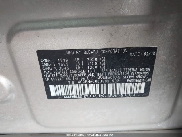 4S3BNAC60J3033502 Subaru Legacy 2.5i Premium