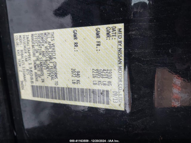 Nissan Altima 2.5 Sl 2014 1N4AL3AP9EC138088 Image 9