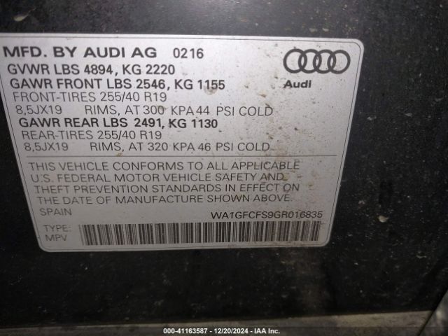WA1GFCFS9GR016835 Audi Q3 2.0t Premium Plus