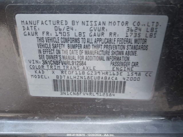 Nissan Versa 1.6 Sr 2024 3N1CN8FV4RL912584 Image 9