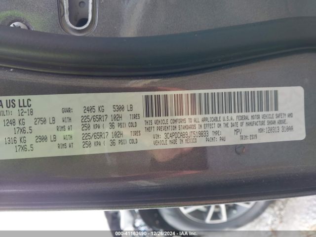 3C4PDCAB9JT519833 Dodge JOURNEY SE