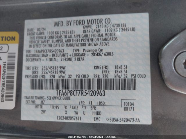 2024 FORD MUSTANG 1FA6P8CF7R5420963 Photo 8