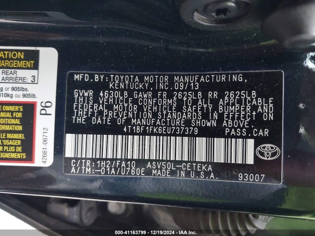 4T1BF1FK6EU737379 Toyota CAMRY L