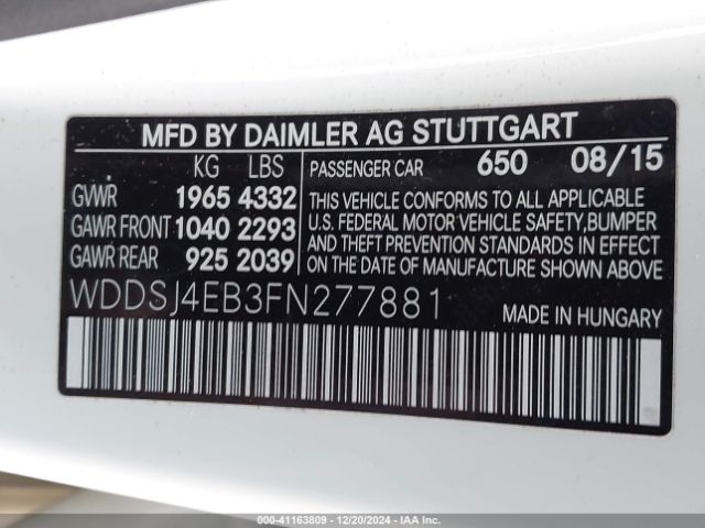 WDDSJ4EB3FN277881 Mercedes-Benz CLA 250