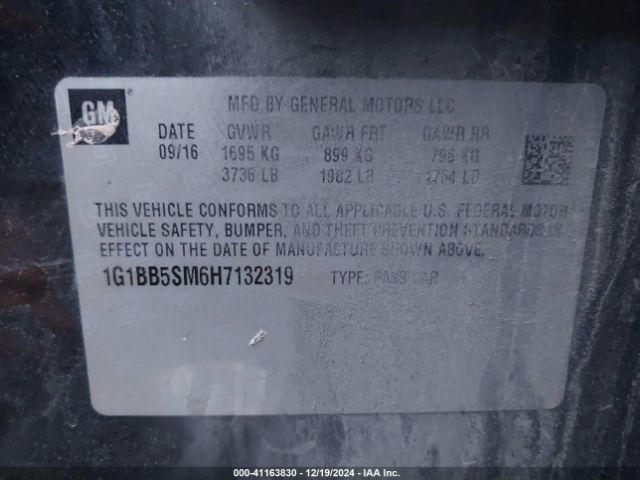 1G1BB5SM6H7132319 Chevrolet Cruze Ls Manual