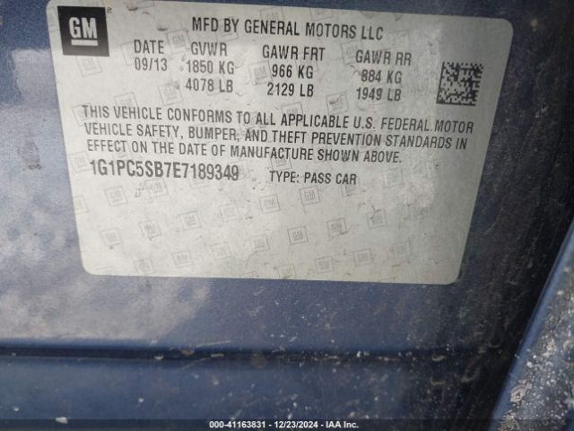 1G1PC5SB7E7189349 Chevrolet Cruze 1lt Auto