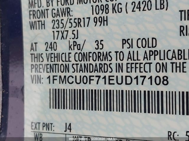 1FMCU0F71EUD17108 Ford ESCAPE S