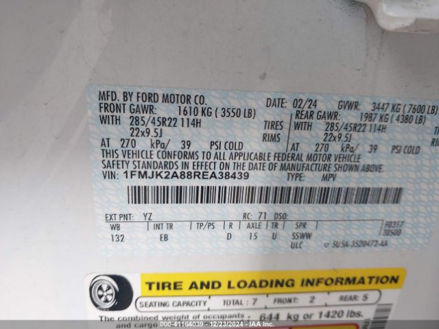 1FMJK2A88REA38439 Ford Expedition Limited Max