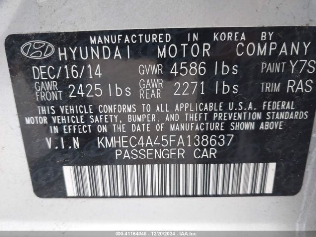 KMHEC4A45FA138637 Hyundai SONATA HYBRID
