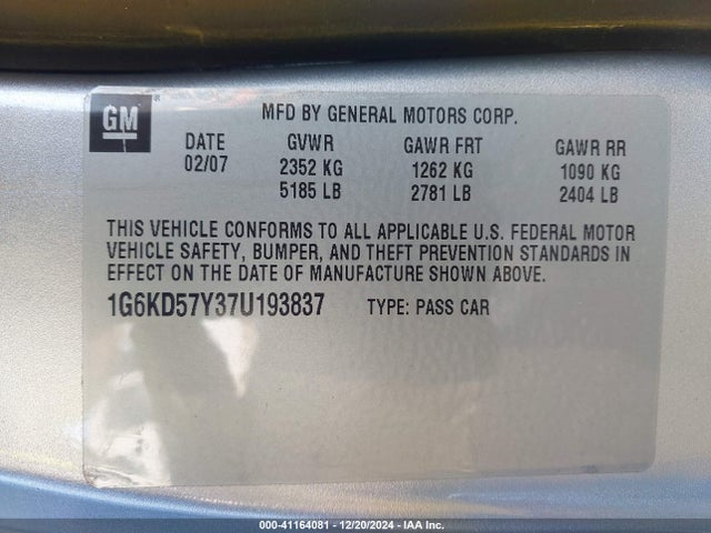2007 CADILLAC DTS 1G6KD57Y37U193837 Photo 8
