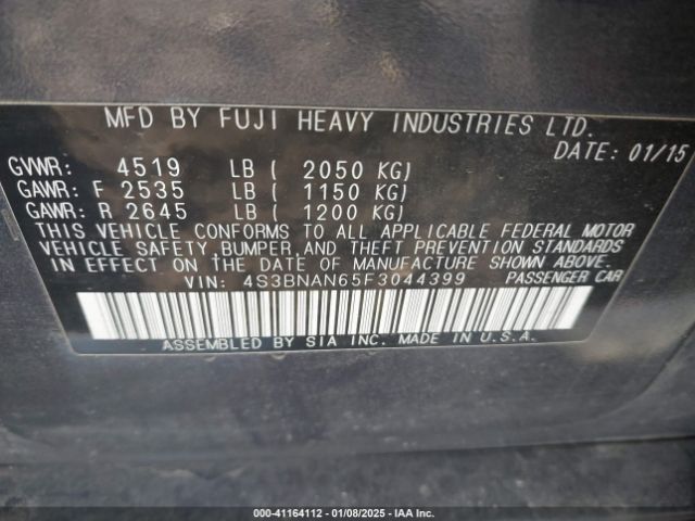 4S3BNAN65F3044399 Subaru Legacy 2.5i Limited