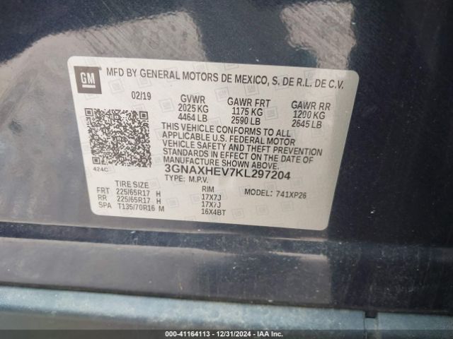 2019 CHEVROLET EQUINOX 3GNAXHEV7KL297204 Photo 8