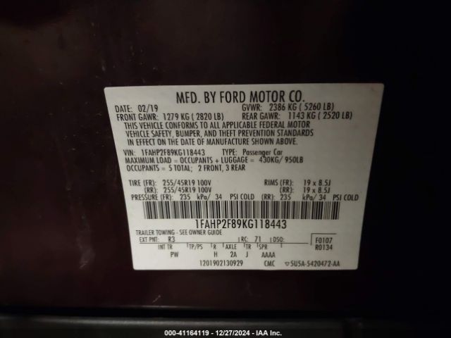 1FAHP2F89KG118443 Ford Taurus Limited