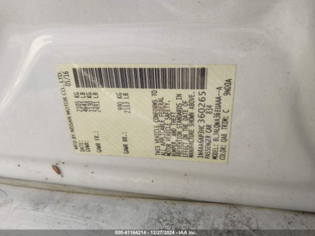 1N4AA6AP3HC360265 Nissan Maxima 3.5 S
