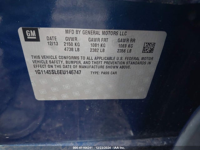 Chevrolet Impala 1lz 2014 1G1145SL6EU146747 Image 9