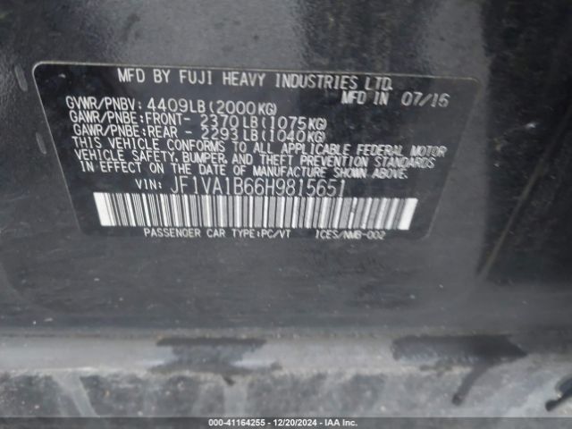 JF1VA1B66H9815651 Subaru WRX
