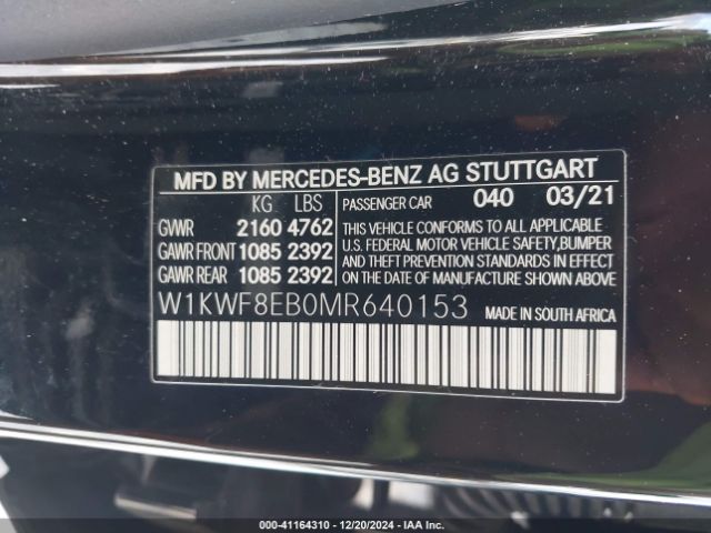 2021 MERCEDES-BENZ C 300 W1KWF8EB0MR640153 Photo 8
