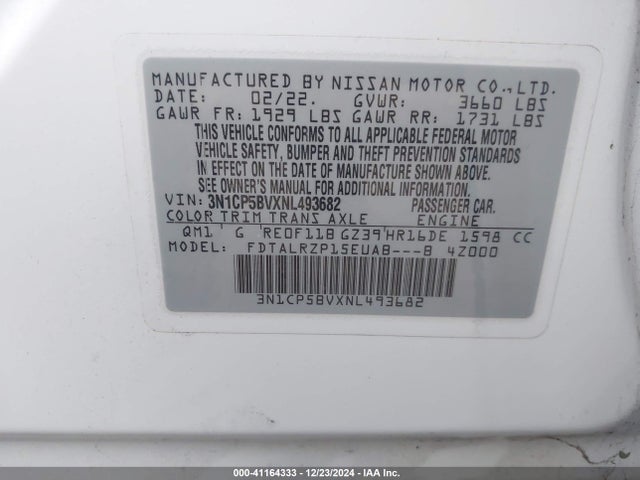 Nissan Kicks S Xtronic Cvt 2022 3N1CP5BVXNL493682 Image 9