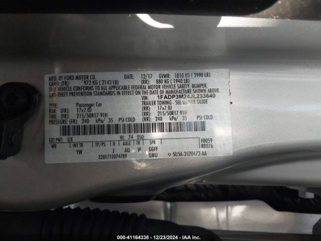 1FADP3M24JL233640 Ford FOCUS SEL