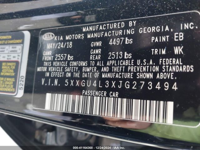 5XXGU4L3XJG273494 KIA OPTIMA EX