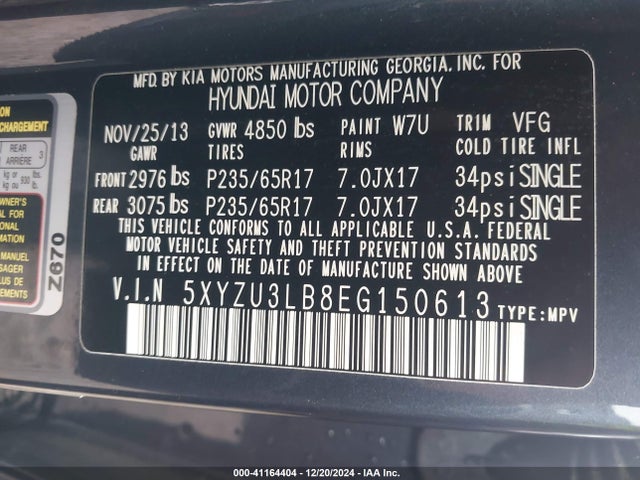 5XYZU3LB8EG150613 Hyundai Santa Fe Sport 2.4l