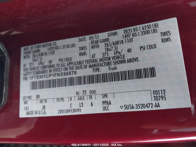 1FTEW1CP1FKE65578 Ford F-150 Xlt