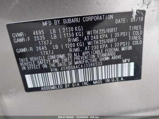 4S4BSAAC4J3386533 Subaru Outback 2.5i