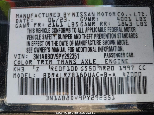 Nissan Sentra Sr Xtronic Cvt 2023 3N1AB8DV9PY292351 Image 9