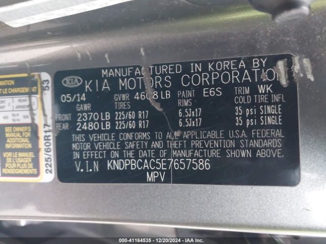 KNDPBCAC5E7657586 KIA Sportage Lx