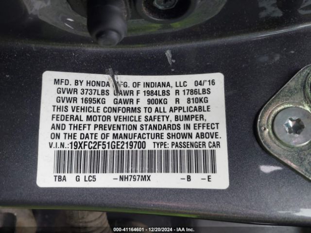19XFC2F51GE219700 Honda Civic Lx