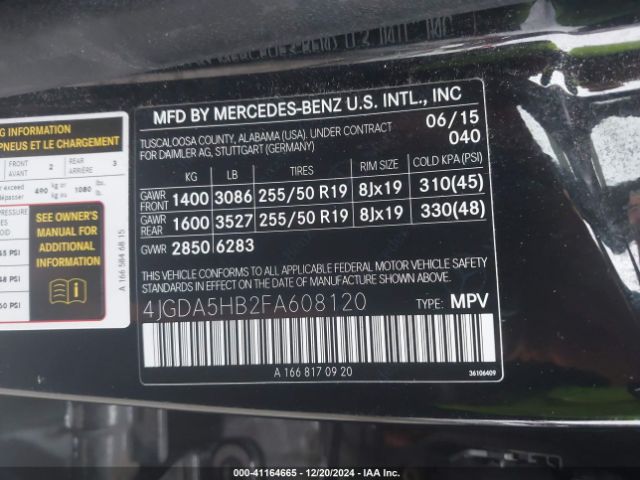 4JGDA5HB2FA608120 Mercedes-Benz Ml 350 4matic