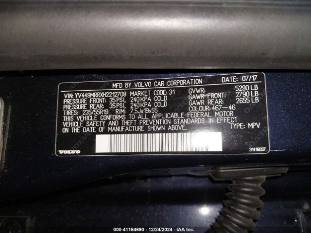 YV449MRRXH2212708 Volvo Xc60 T6 Dynamic