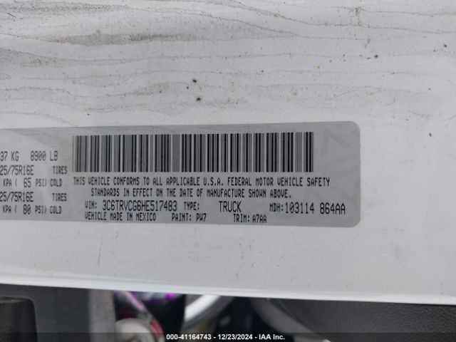 3C6TRVCG6HE517483 RAM Promaster 2500 High Roof 136 Wb