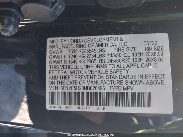 Honda Pilot 2wd Special Edition 2022 5FNYF5H20NB026496 Image 9