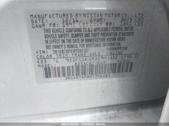 Nissan SENTRA S 2017 3N1AB7APXHY246187 Image 9
