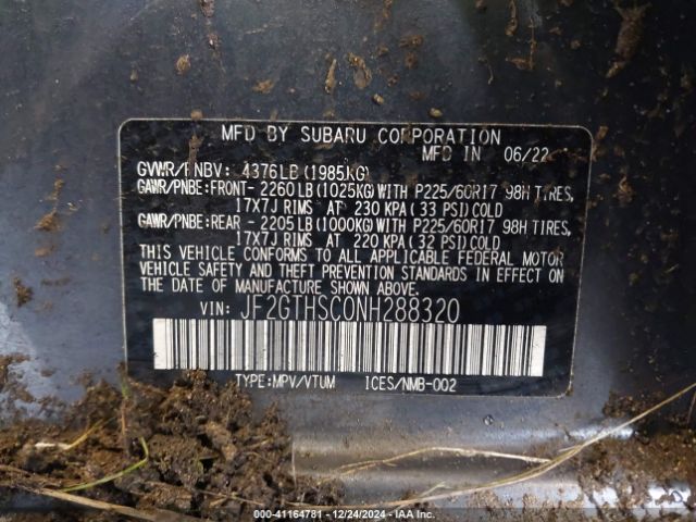 JF2GTHSC0NH288320 Subaru Crosstrek Sport