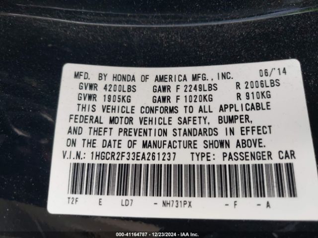 1HGCR2F33EA261237 Honda ACCORD LX