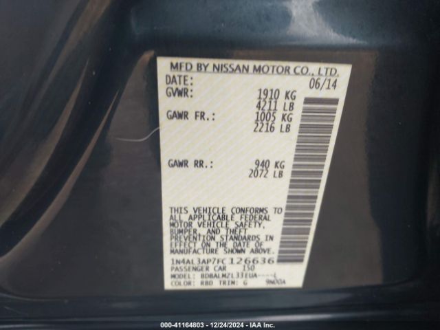 1N4AL3AP7FC126636 Nissan Altima 2.5 Sv