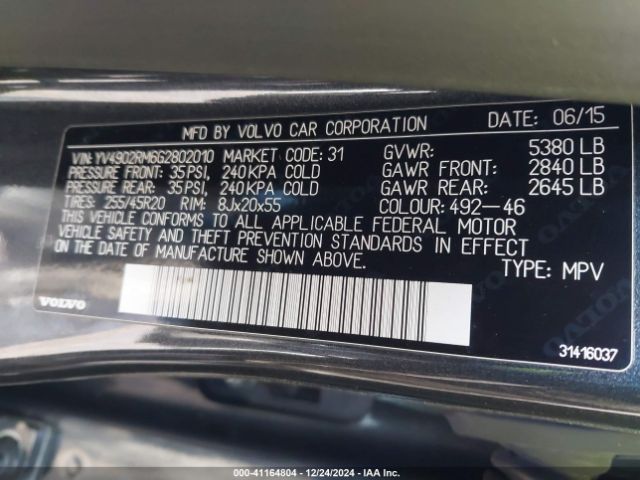 YV4902RM6G2802010 Volvo Xc60 T6 Platinum