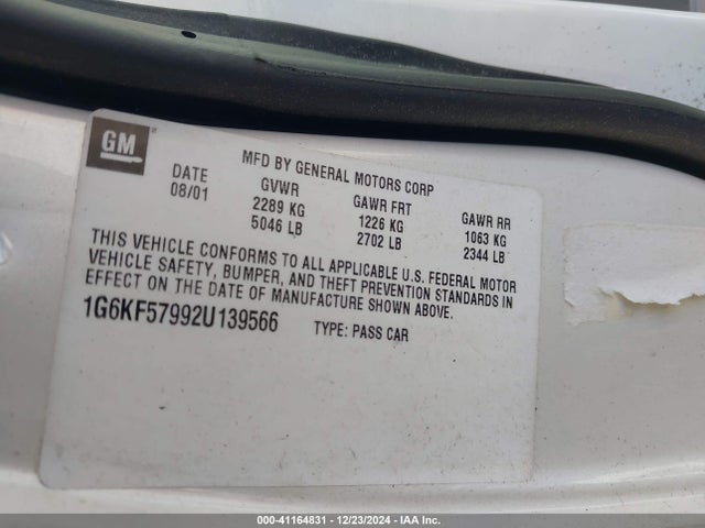 2002 CADILLAC DEVILLE 1G6KF57992U139566 Photo 8