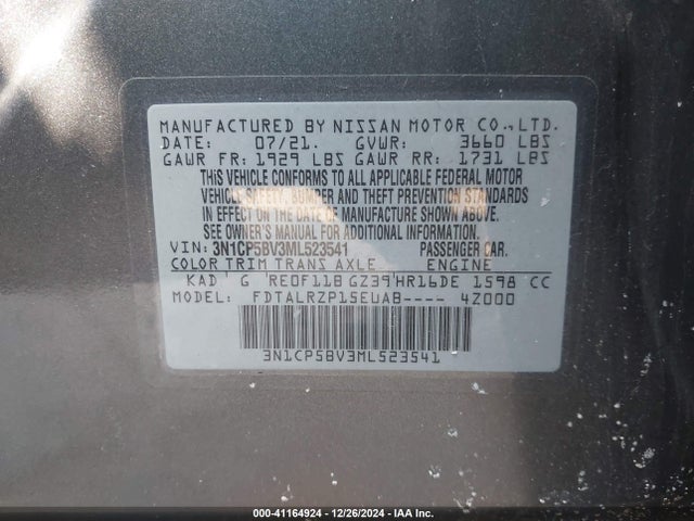 Nissan Kicks S Xtronic Cvt 2021 3N1CP5BV3ML523541 Image 9