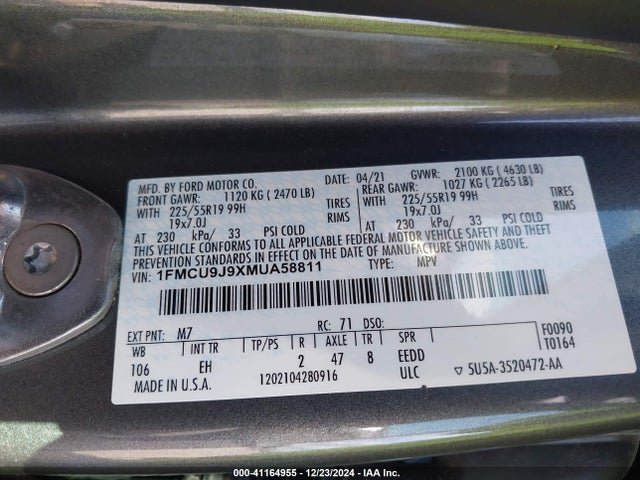Ford Escape Titanium 2021 1FMCU9J9XMUA58811 Image 9