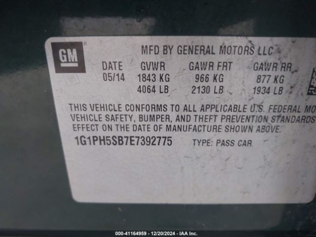 1G1PH5SB7E7392775 Chevrolet Cruze Eco Auto
