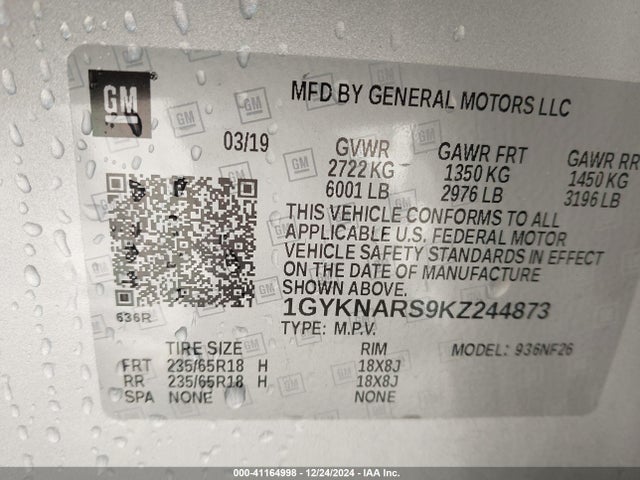 2019 CADILLAC XT5 1GYKNARS9KZ244873 Photo 8