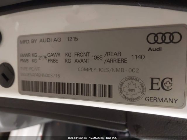 WAUENAF48HN003716 Audi A4 2.0t Premium