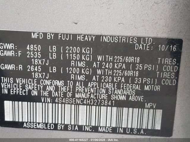 4S4BSENC4H3273841 Subaru Outback 3.6r Limited